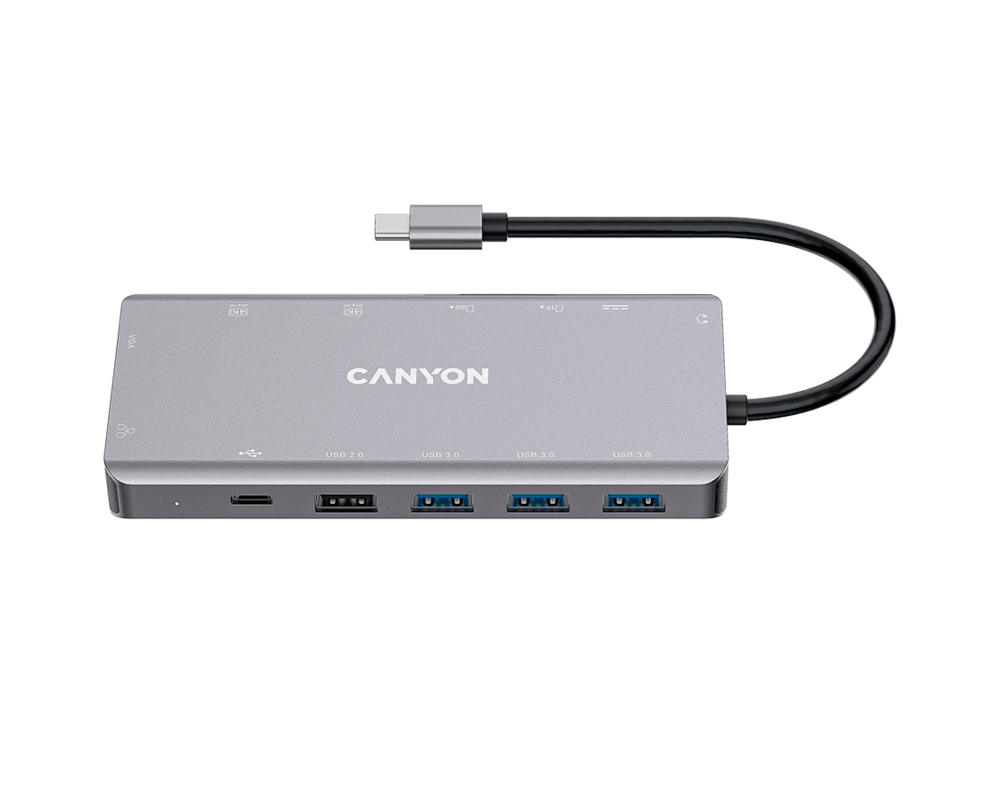 USB хъб CANYON hub DS-12 13in1 4k USB-C Dark Gre... 7