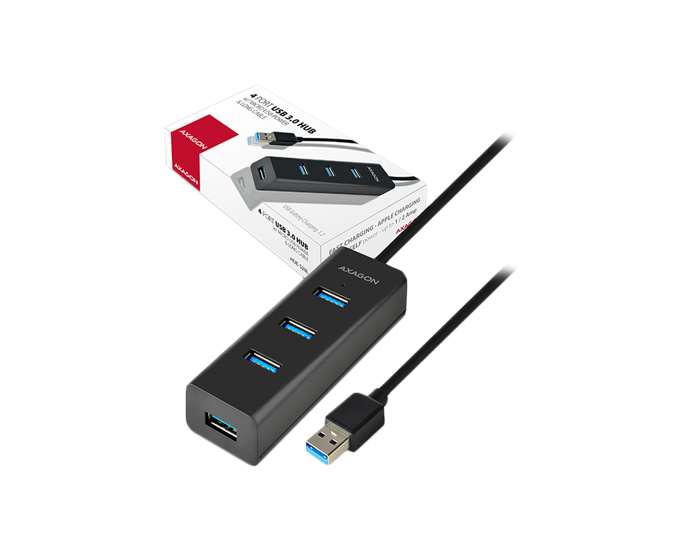 USB хъб AXAGON HUE-S2BL 4x USB3.0 Charging Hub 1.2m Cable 2