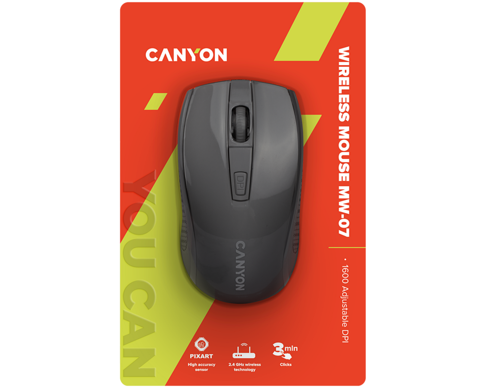 Мишка CANYON mouse MW-7 Wireless Black 6