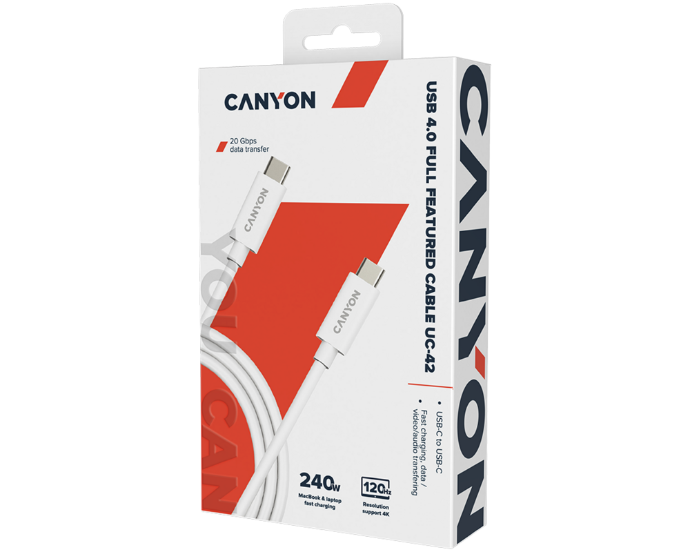 Кабел CANYON cable UC-42 USB-C to USB-C 240W 2... 2