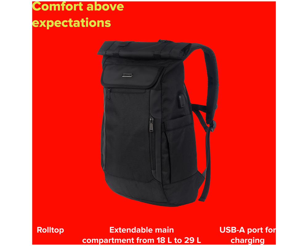 Раница CANYON backpack RT-7 Urban 17.3'' Black 10
