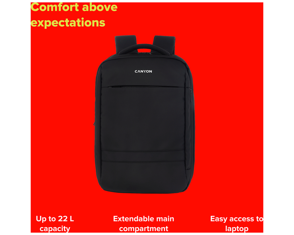 Раница CANYON backpack BPL-5 Urban 15.6'' Black 7