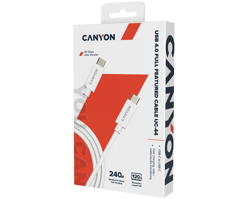 Кабел CANYON cable UC-44 USB-C to USB-C 240W 4... 2
