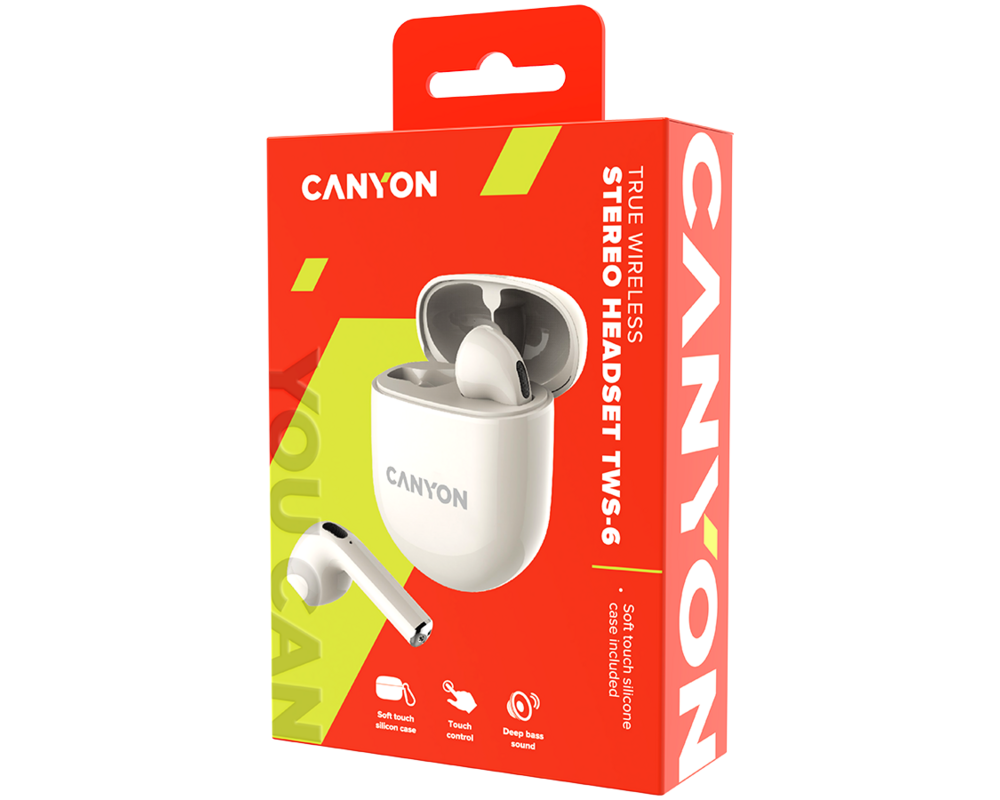 Слушалки CANYON headset TWS-6 Beige 5