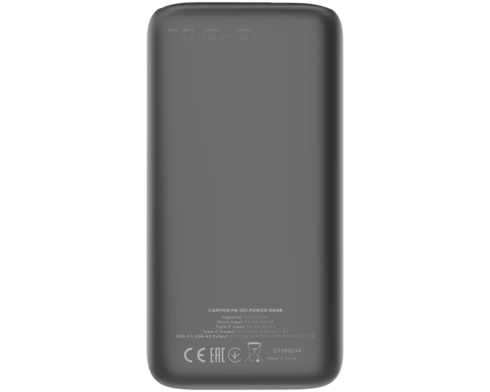 Външна батерия CANYON power bank PB-301 LED 30000 mAh P... 2