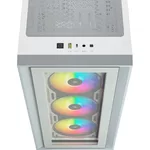 Кутия Corsair iCUE 4000X RGB Mid Tower, Tempered Glass, Бяла 5