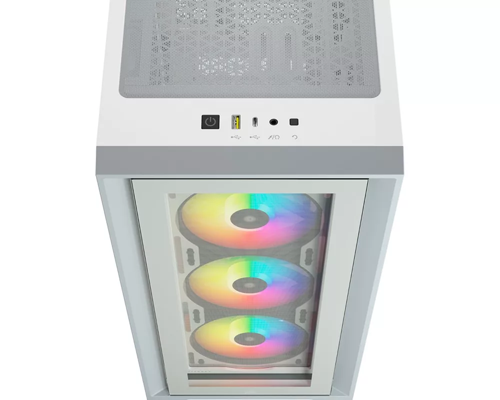 Кутия Corsair iCUE 4000X RGB Mid Tower, Tempered Glass, Бяла 5