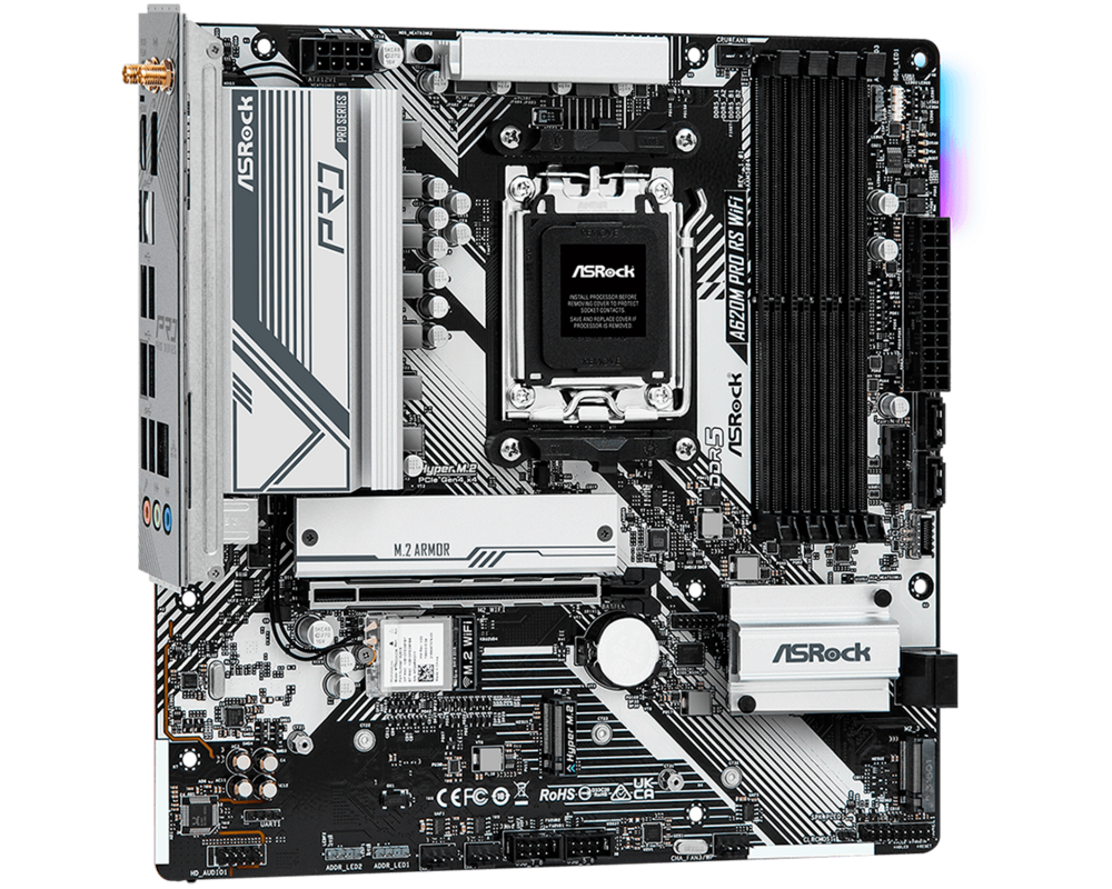 Дънна платка ASROCK A620M Pro RS WiFi, Socket AM5, mATX, 4xDDR5 7