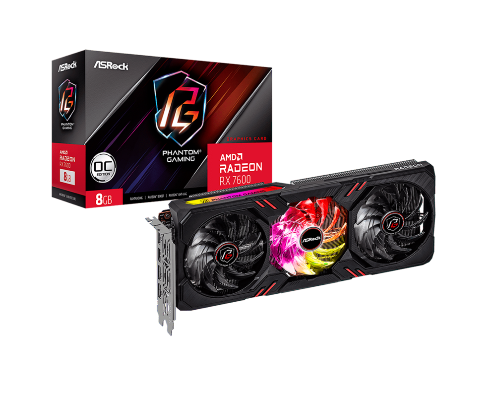Видеокарта ASRock Radeon RX 7600 Phantom Gaming OC 8GB GDDR6 15