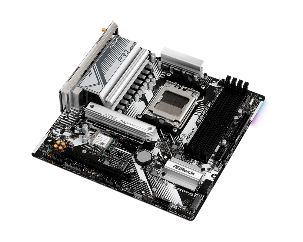 Дънна платка ASROCK B650M PRO RS WIFI AM5 mATX 4x DDR5 2.5G LAN Wi-Fi 6E + BT 13