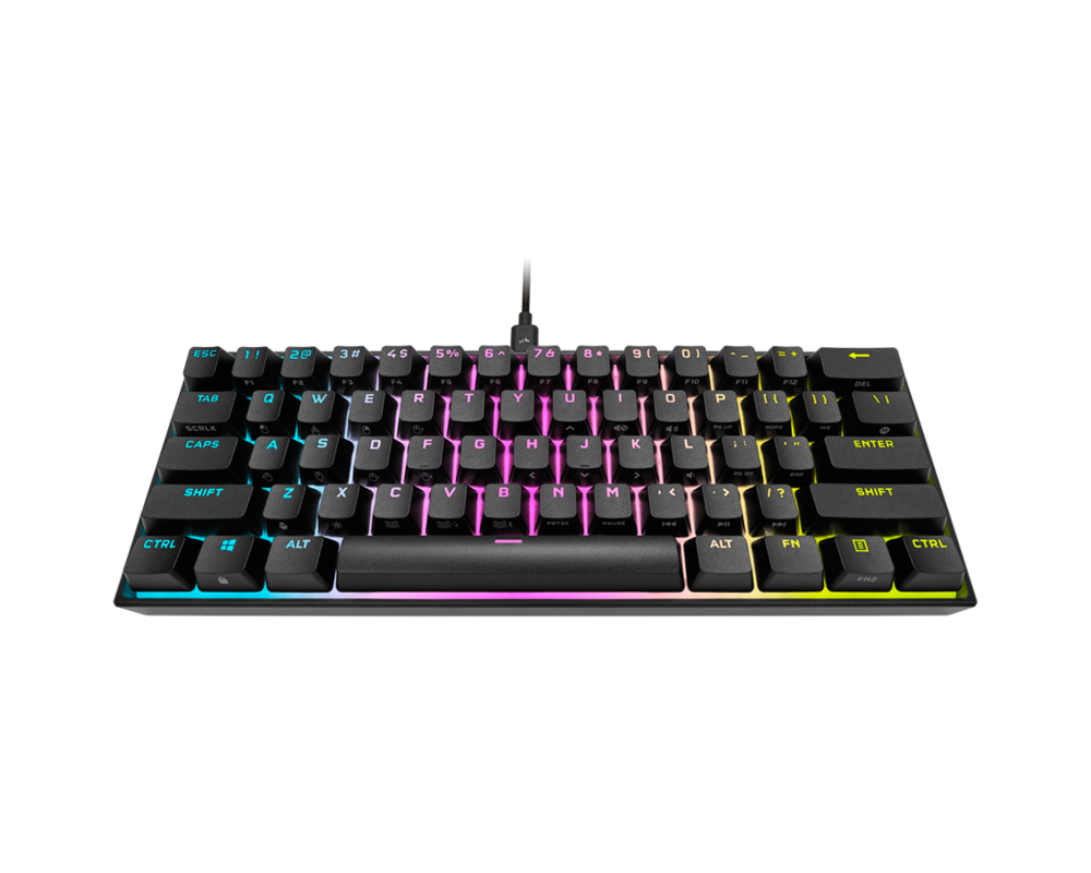 Клавиатура Corsair K65 RGB MINI 60% Mechanical Gaming Keyboard, Backlit RGB LED, CHERRY MX SPEED, Black, Black PBT Keycaps, EAN:0840006635772 2