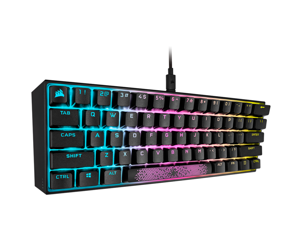 Клавиатура Corsair K65 RGB MINI 60% Mechanical Gaming Keyboard, Backlit RGB LED, CHERRY MX SPEED, Black, Black PBT Keycaps, EAN:0840006635772 3