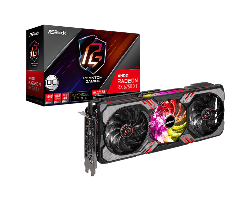 Видеокарта ASrock Radeon RX 6750 XT Phantom Gaming D OC 12GB GDDR6 7