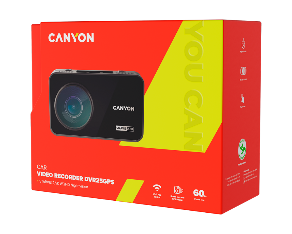 Видеорегистратор CANYON car recorder DVR25GPS WQHD 2.5K 1... 12