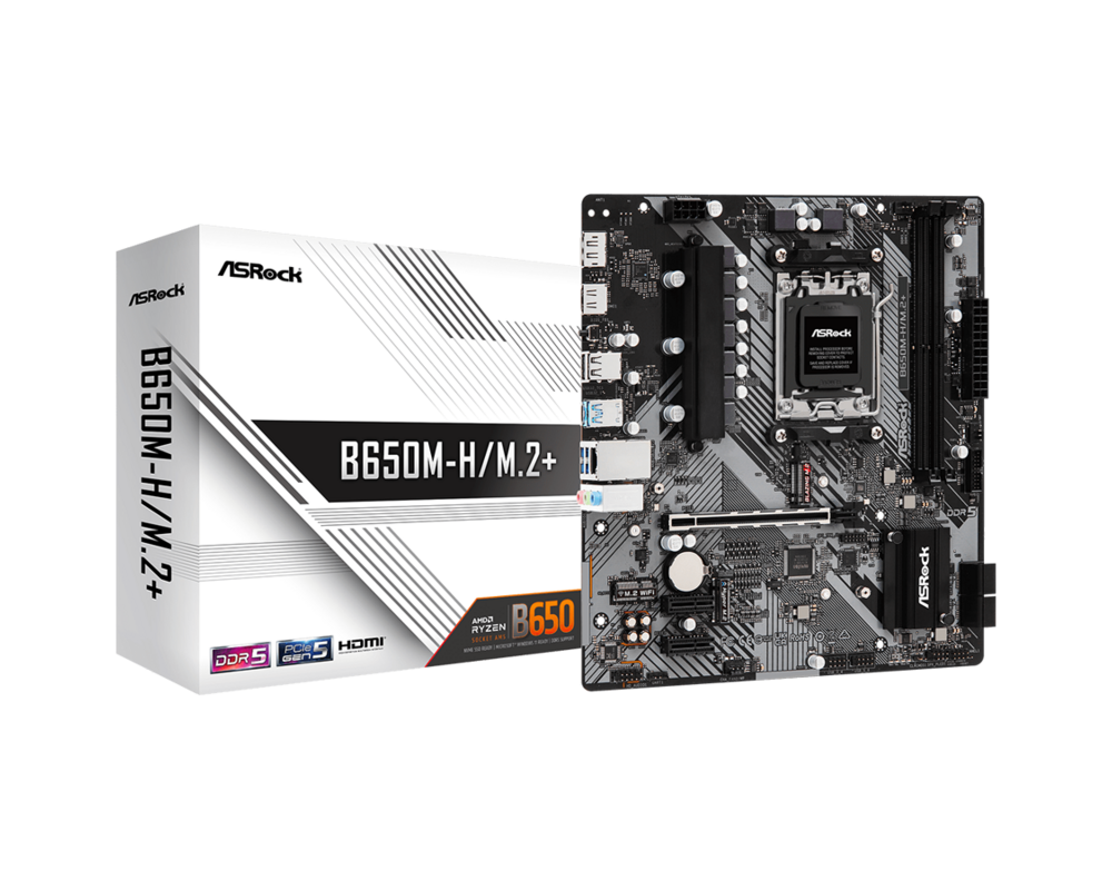 Дънна платка ASROCK B650M-H/M.2+, Socket AM5, 2xDDR5 12