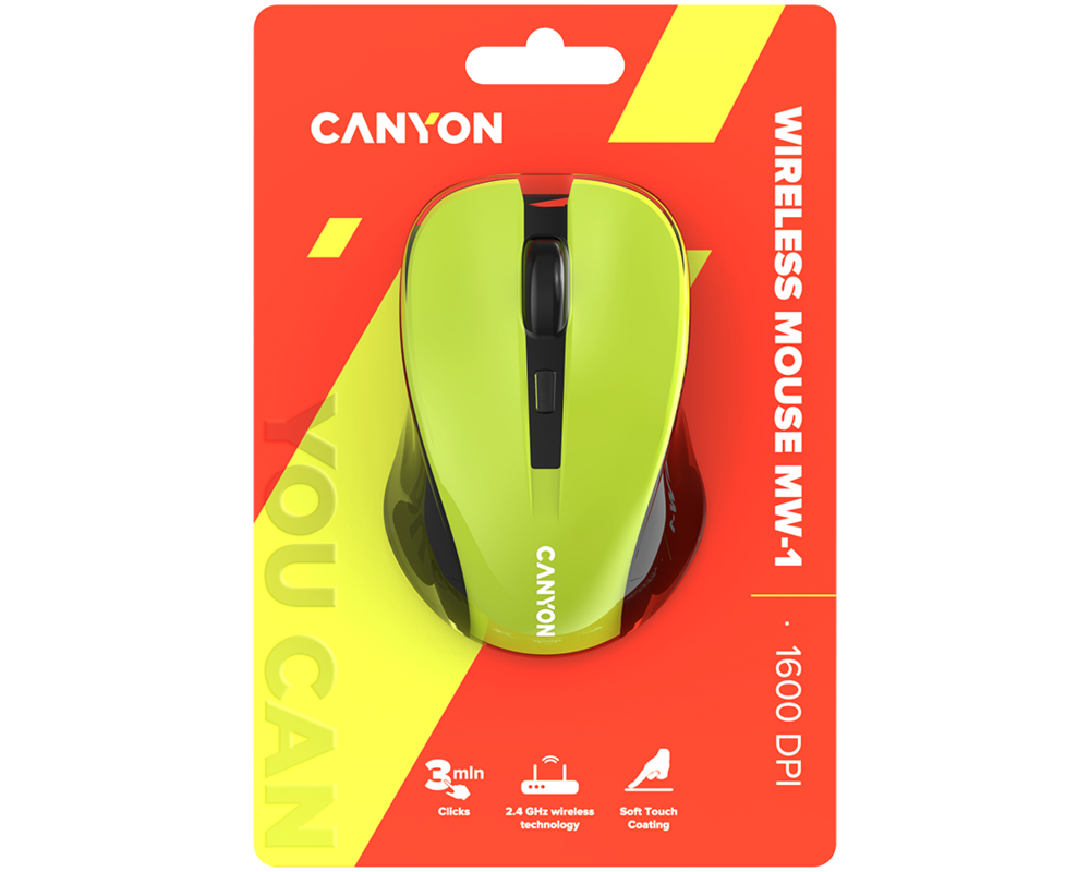 Мишка CANYON mouse MW-1 Wireless Yellow 6