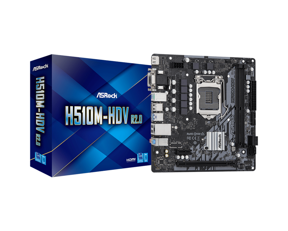 Дънна платка ASRock H510M-HDV R2.0, LGA1200, DDR4, mATX 5