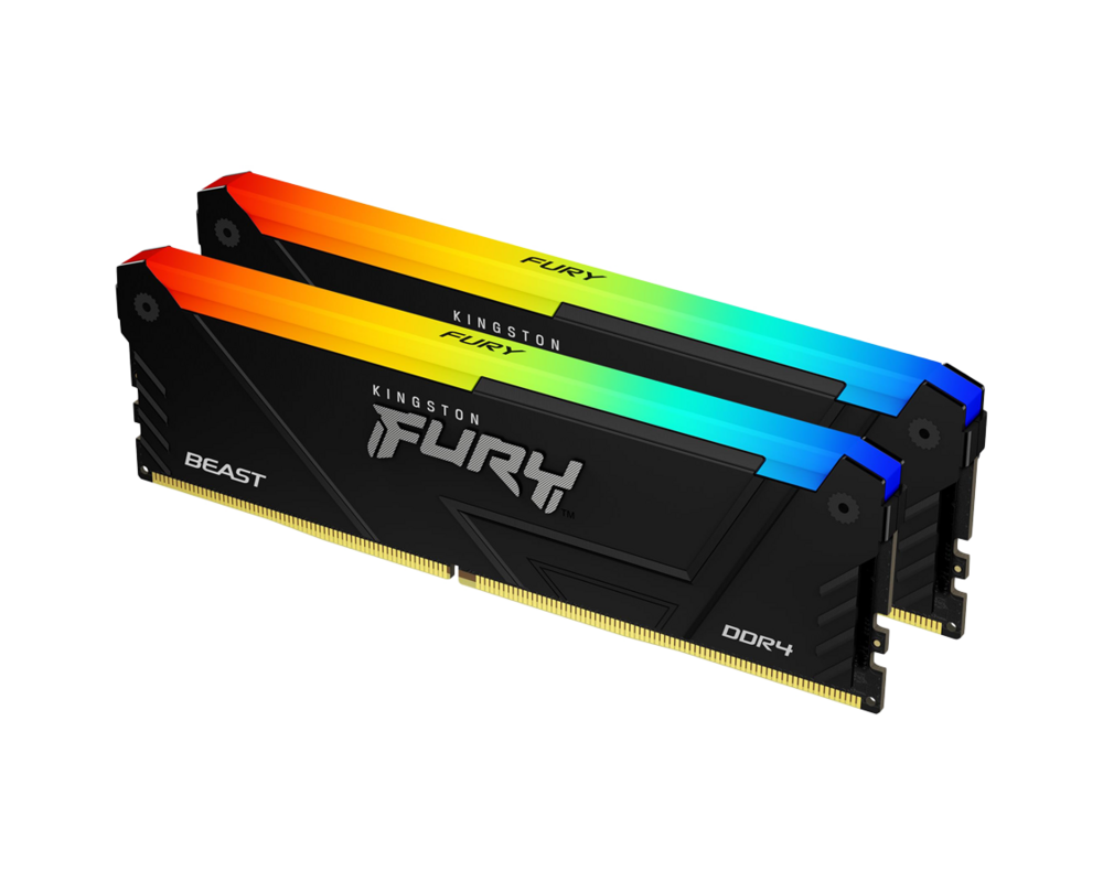 Памет 32GB(2x16GB Kingston FURY Beast Black RGB DDR4 6