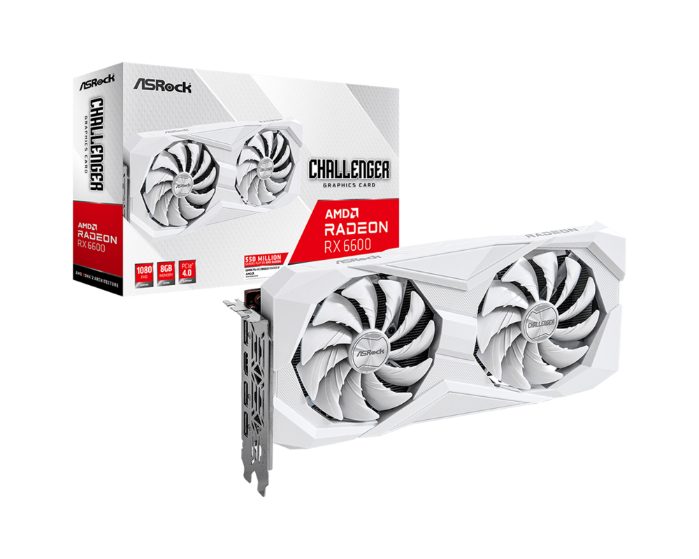 Видеокарта Видеокарта ASRock AMD Radeon RX 6600 Challenger White 8GB 7