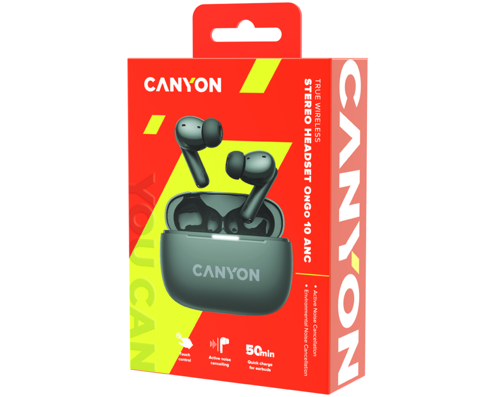 Слушалки CANYON headset OnGo TWS-10 ANC+ENC Grey 8