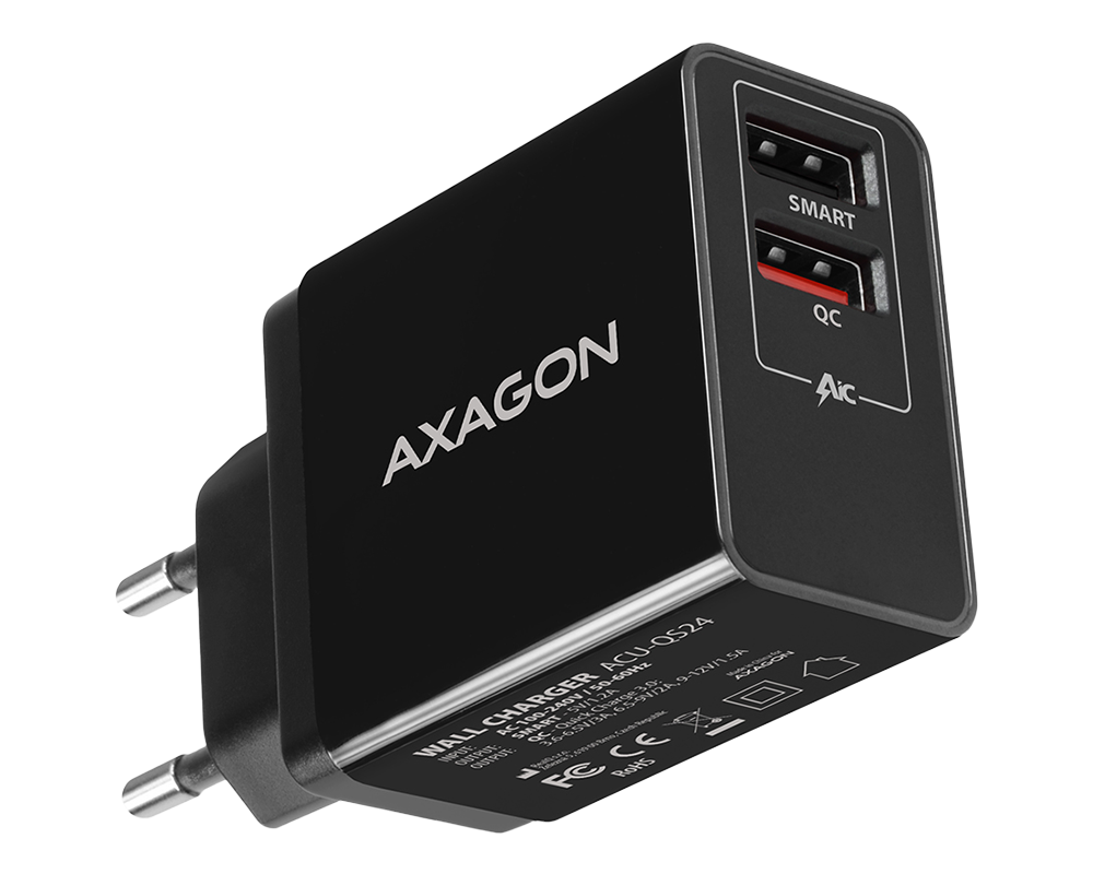 Зарядно Dual wall <240V / 2x USB port QC3.0/AFC/...