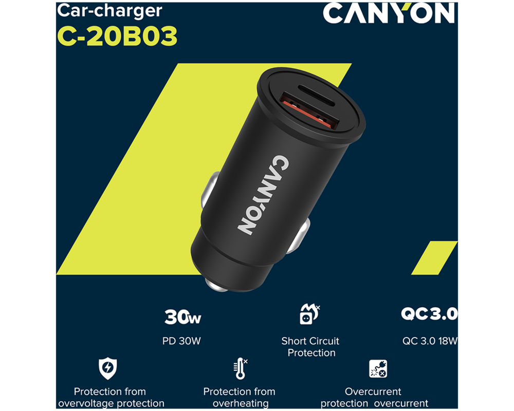 Зарядно CANYON C-20-03 PD 30W QC 3.0 18W USB-C U... 4