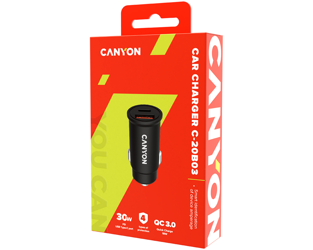 Зарядно CANYON C-20-03 PD 30W QC 3.0 18W USB-C U... 3