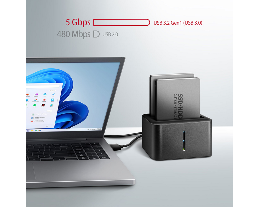 Докинг станция AXAGON ADSA-D25 USB 3.2 Gen 1 - 2x SATA... 4