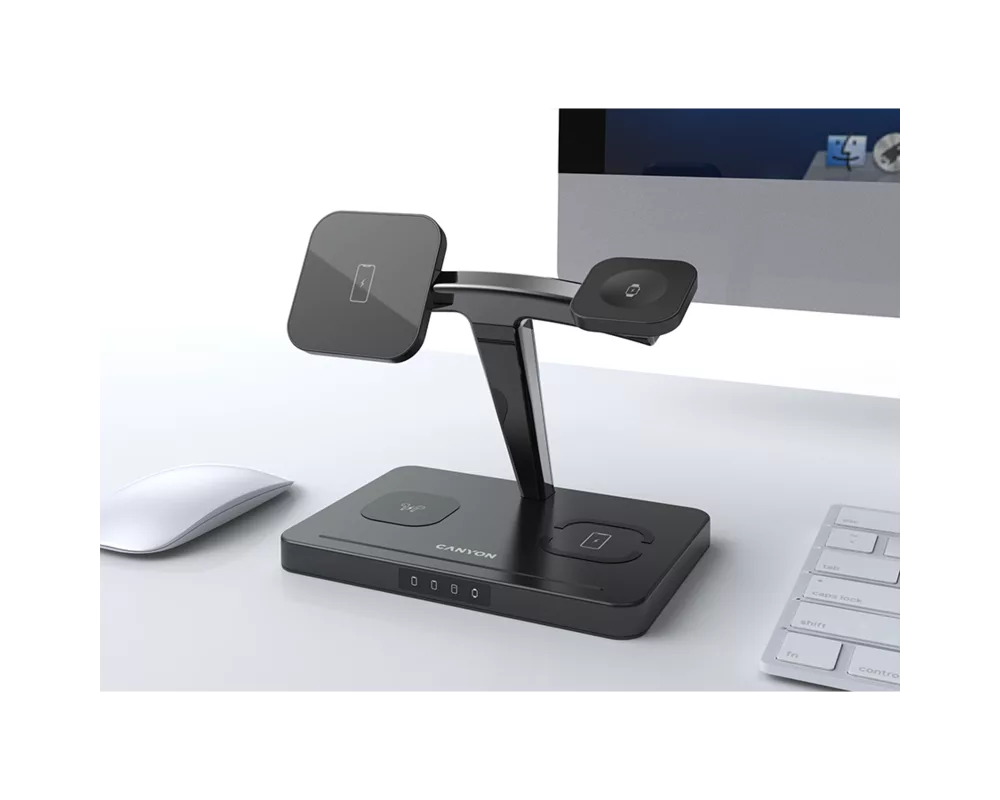 Зарядно CANYON wireless WS-404 15W 4in1 Black 4