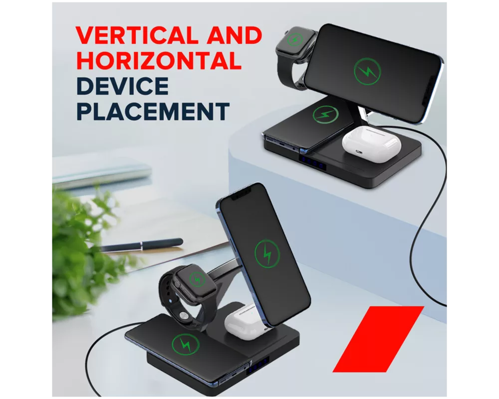 Зарядно CANYON wireless WS-404 15W 4in1 Black 8