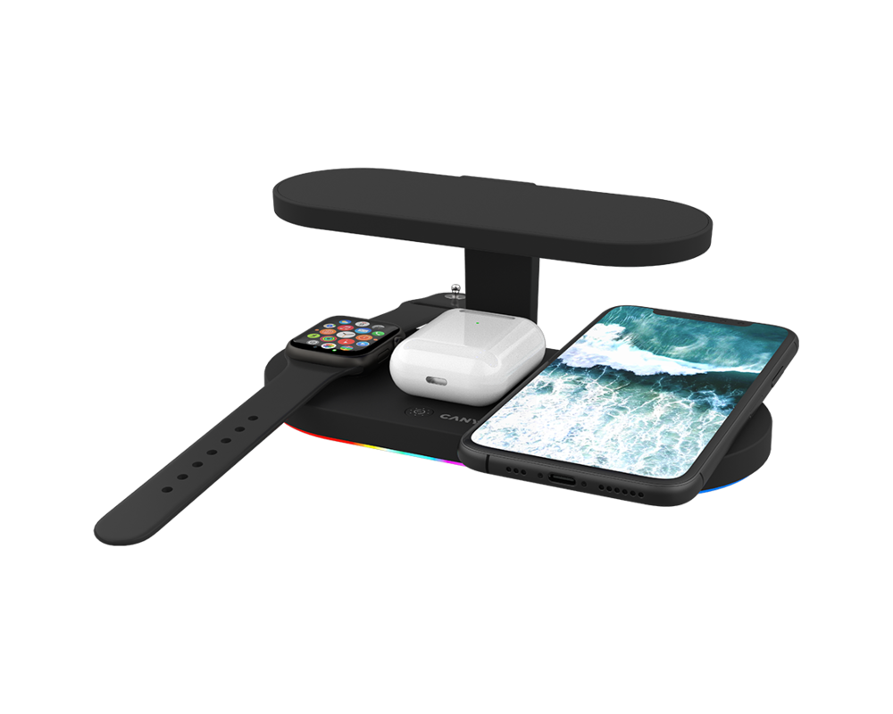 Зарядно CANYON wireless WS-501 15W 5in1 UV Black 6