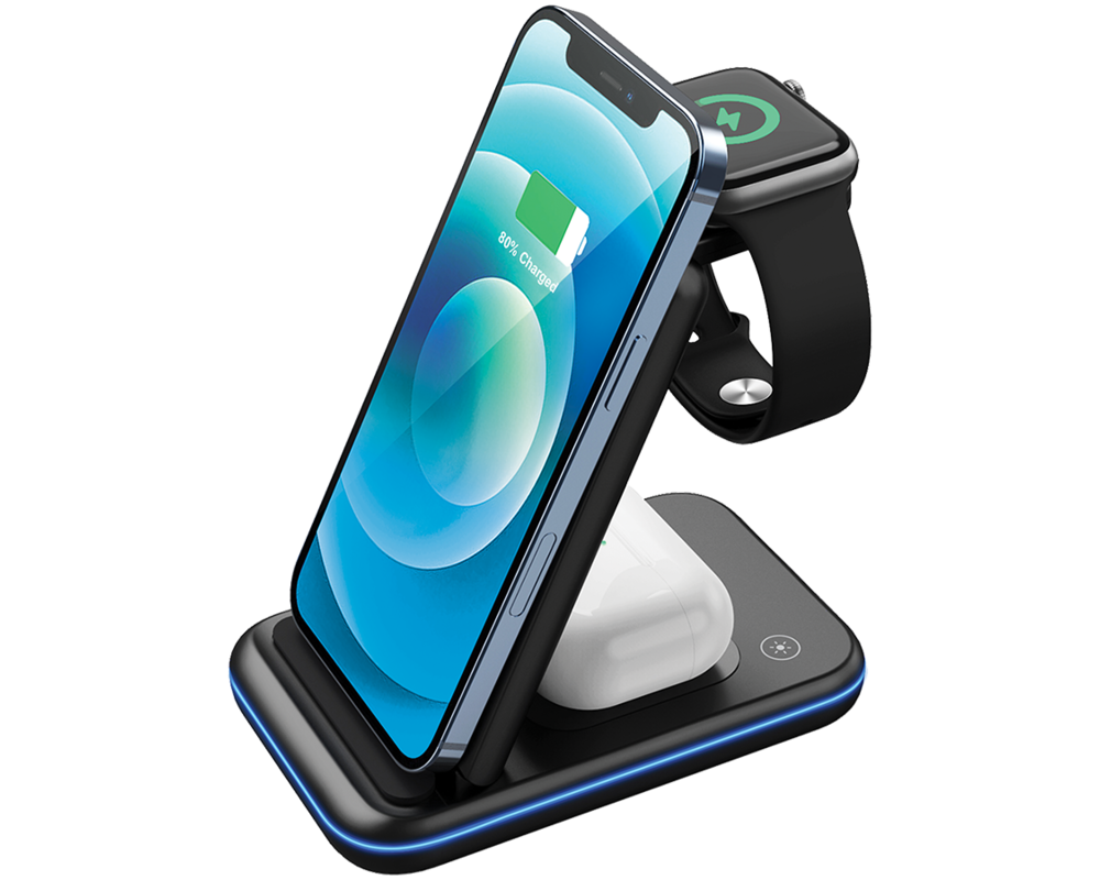 Зарядно CANYON wireless WS-304 15W 2in1 Black 8