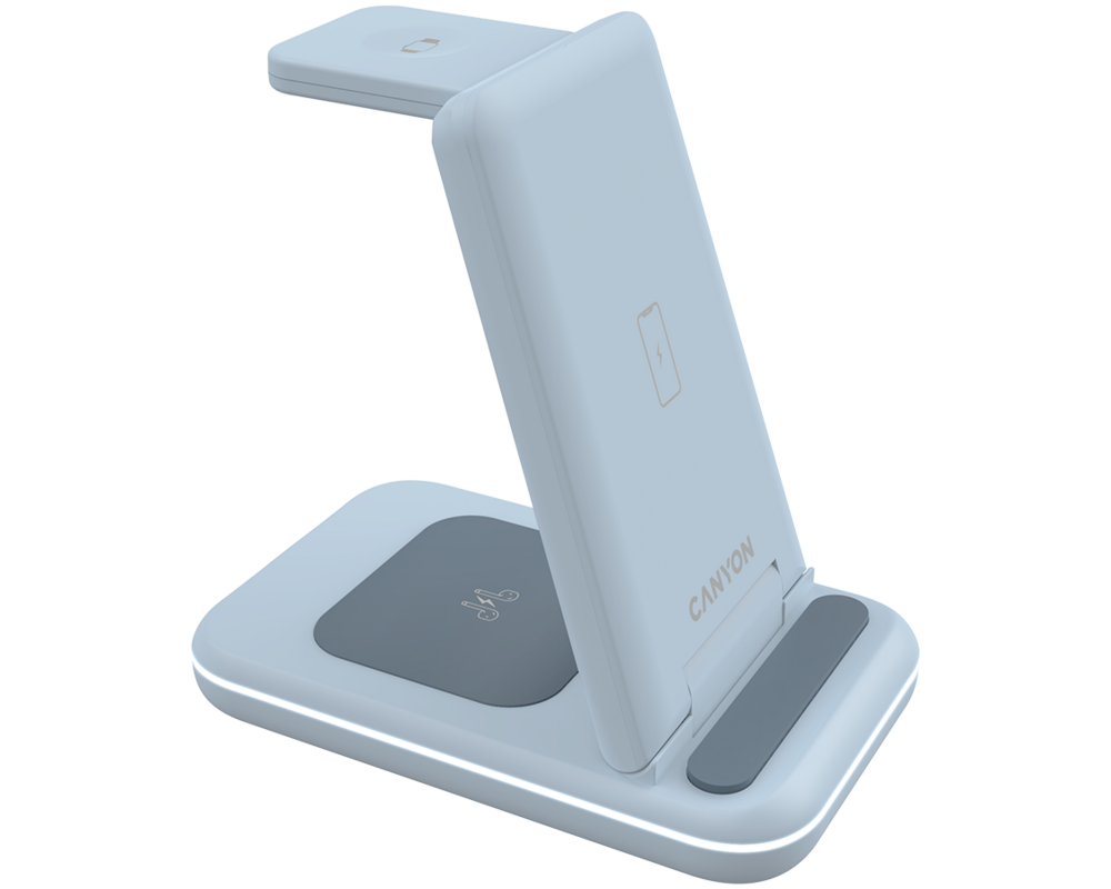 Зарядно CANYON wireless WS-304 15W 2in1 Blue 4