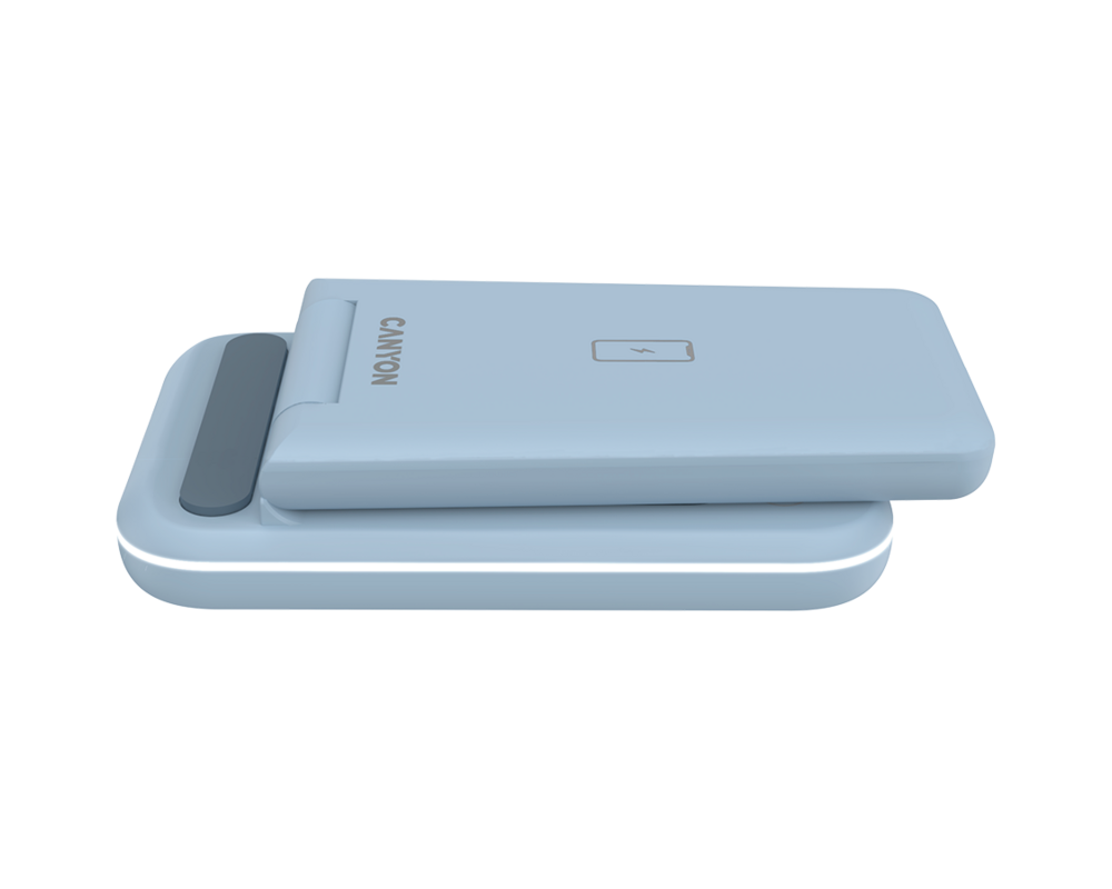 Зарядно CANYON wireless WS-304 15W 2in1 Blue 6