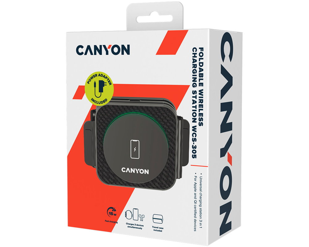 Зарядно CANYON wireless WS-305 15W 3in1 Foldable... 9
