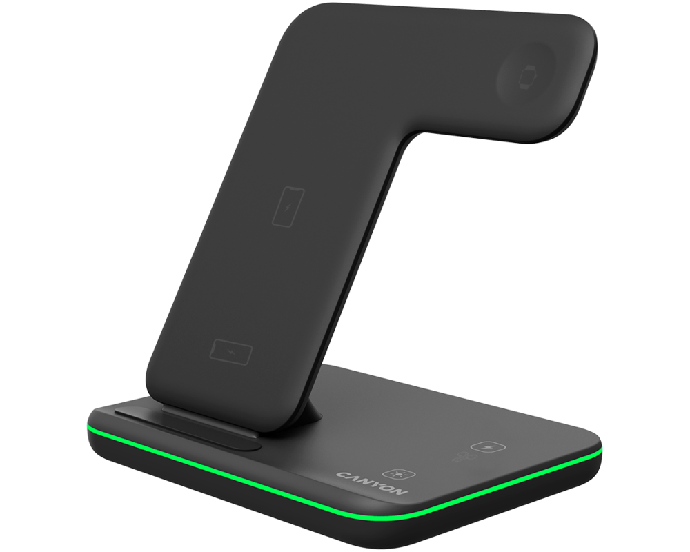 Зарядно CANYON wireless WS-303 15W 3in1 Black 3