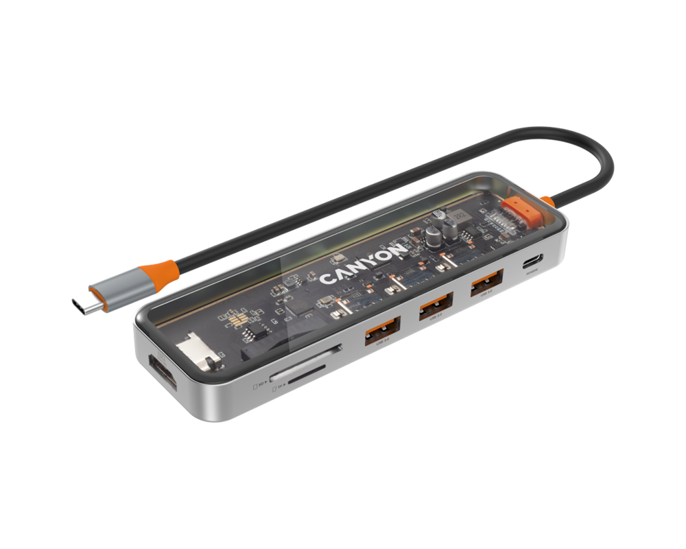 USB хъб CANYON hub DS-13 7in1 4k USB-C Transpare... 2