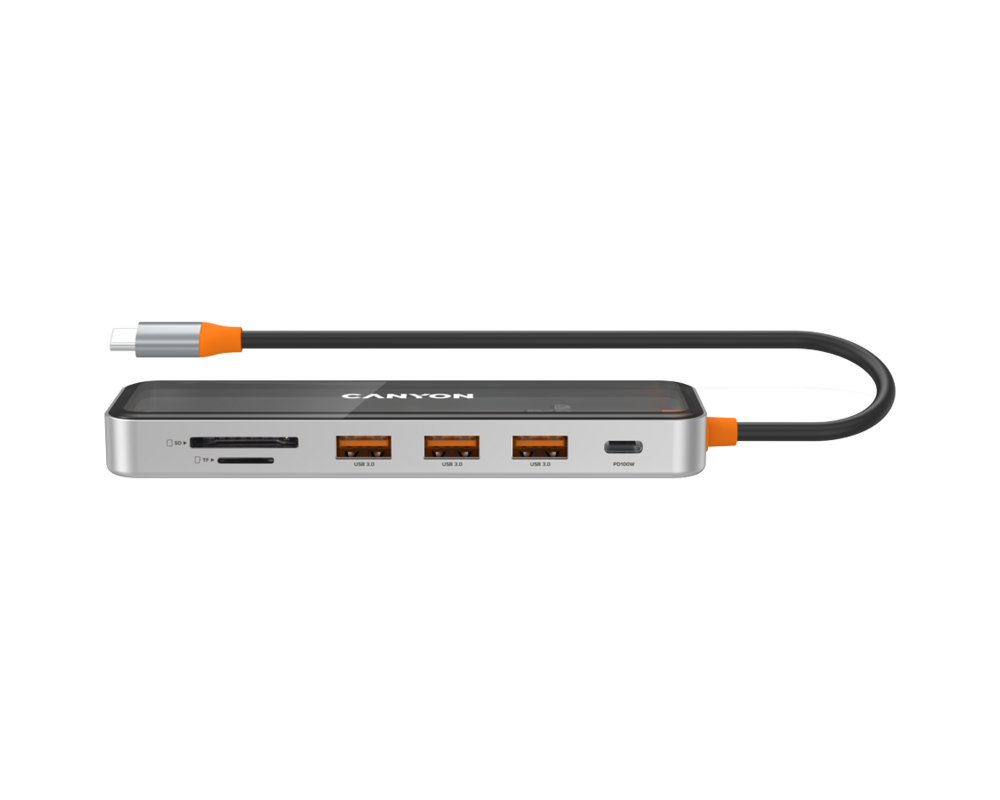 USB хъб CANYON hub DS-13 7in1 4k USB-C Transpare... 4