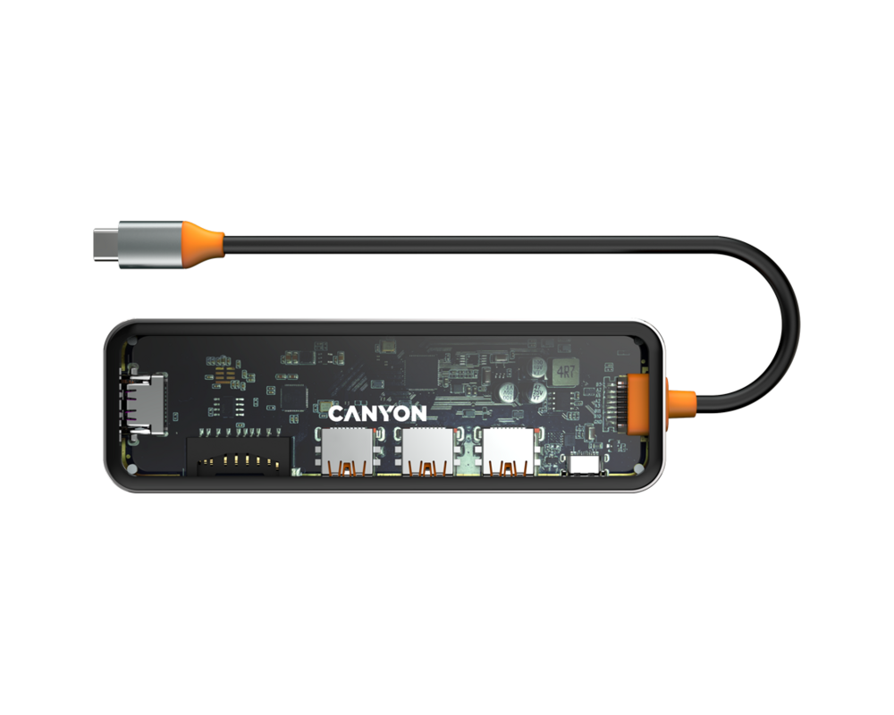 USB хъб CANYON hub DS-13 7in1 4k USB-C Transpare... 5