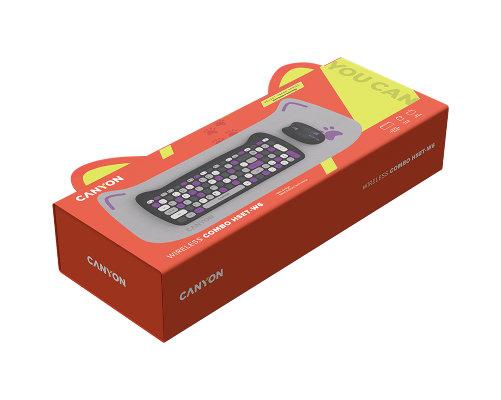 Клавиатура CANYON HSET-W6 Keyboard+Mouse Kitty Edit... 6
