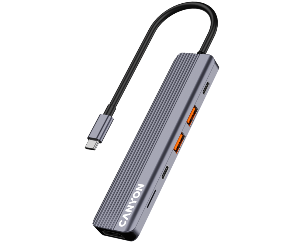 USB хъб CANYON hub DS-17 6in1 4k USB-C Grey 2
