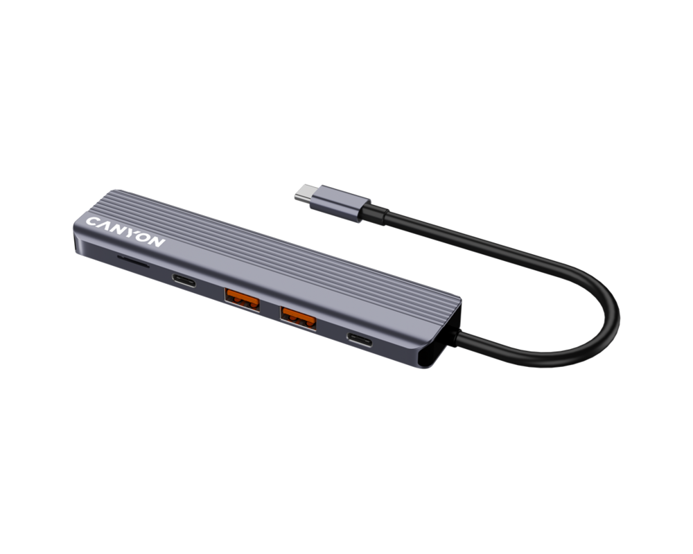 USB хъб CANYON hub DS-17 6in1 4k USB-C Grey 5