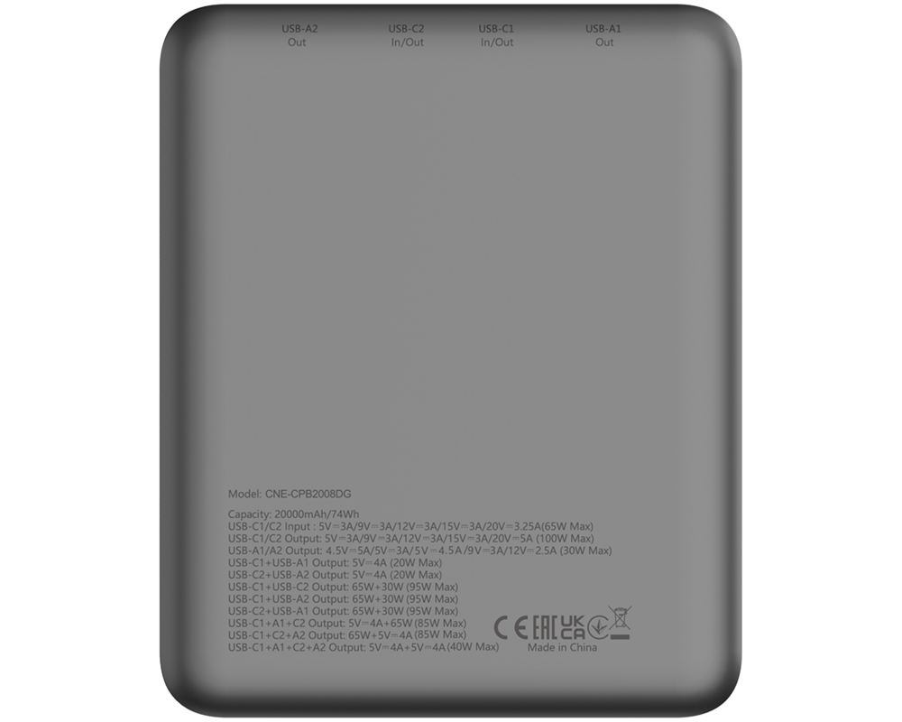 Външна батерия CANYON power bank PB-2008 LED FLAT 20000... 12
