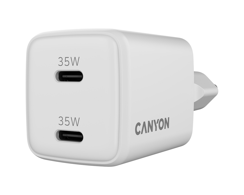 Зарядно CANYON CU35CC GaN 35W 2xPD EU White 9