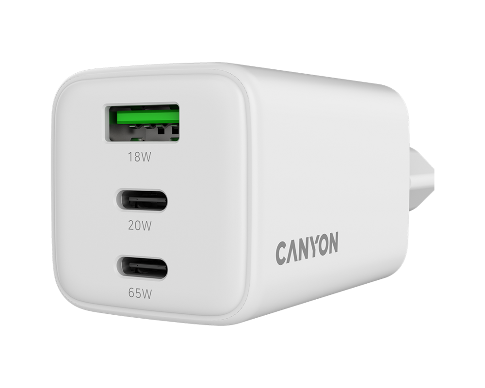 Зарядно CANYON CU65ACC GaN 65W 2xPD 1xQC EU Whit... 5