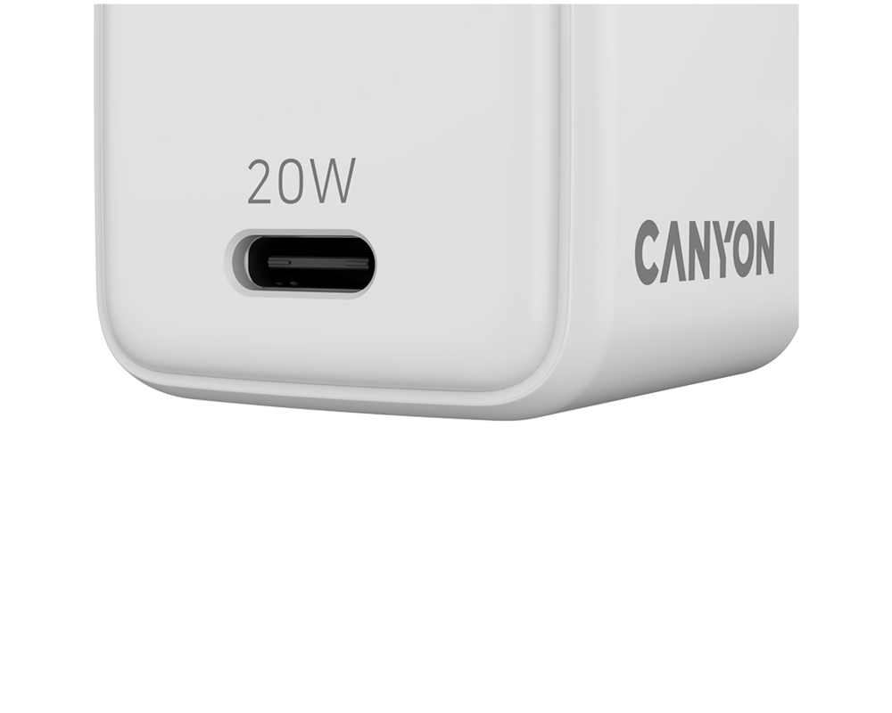 Зарядно CANYON CU20C GaN 20W 1xPD EU White 7