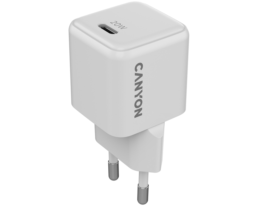 Зарядно CANYON CU20C GaN 20W 1xPD EU White 8