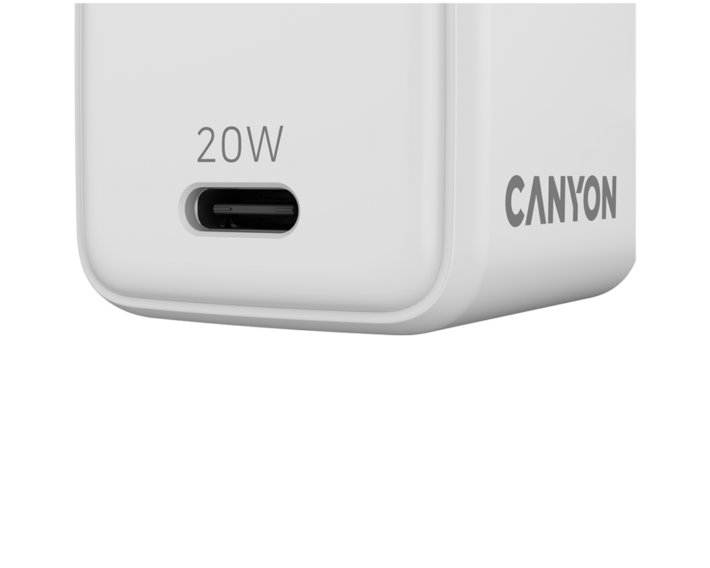 Зарядно CANYON CU20C GaN 20W 1xPD EU White 12