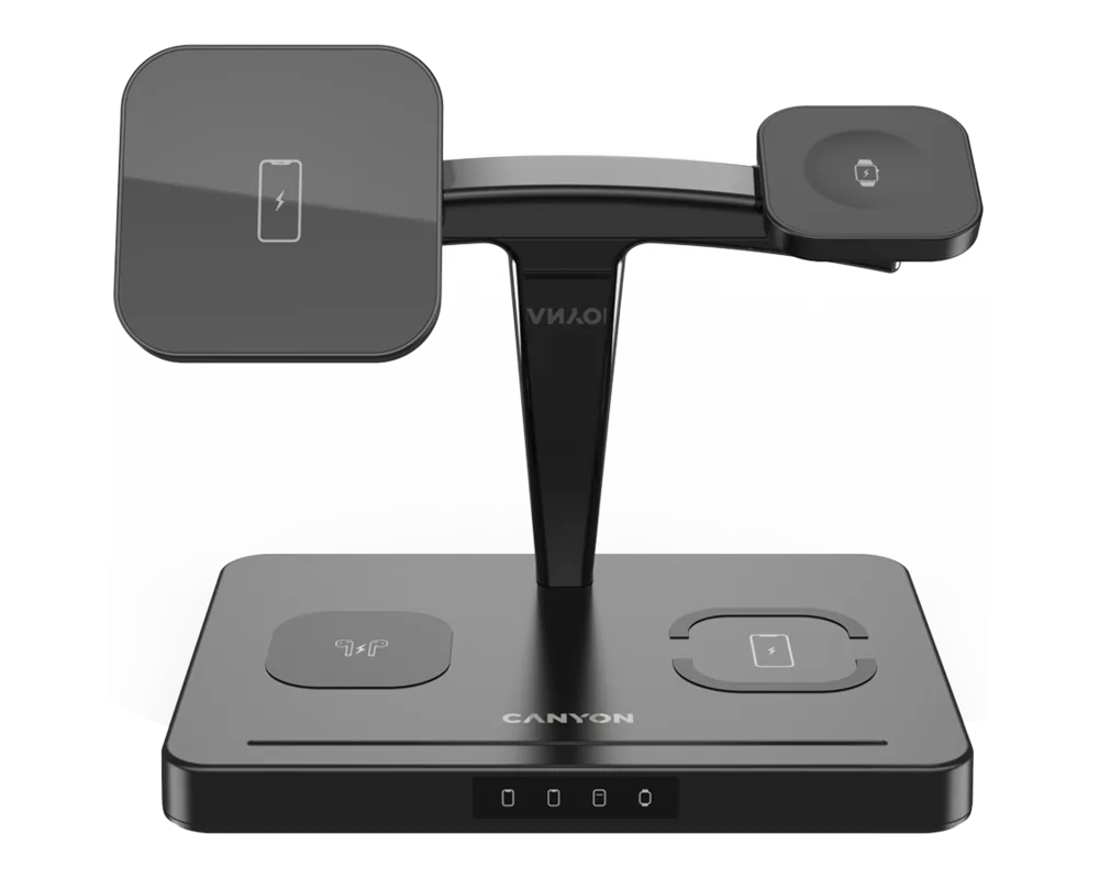 Зарядно CANYON wireless WS-404 15W 4in1 CC Black 2