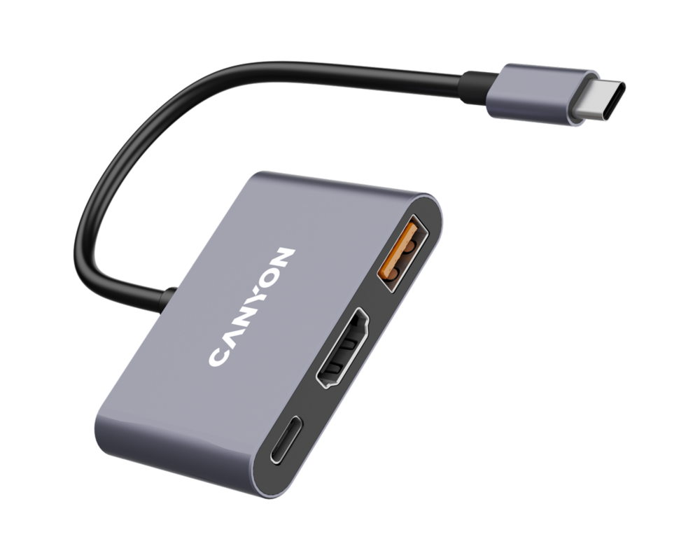 USB хъб CANYON hub DS-4 3in1 USB-C Grey 3